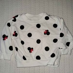 GAP White Sweatshirt with Black Polka Dots and Red Bowd And Minnie Mouse Heads